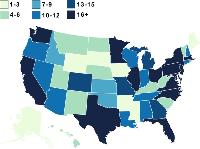 U.S. map showing states with NYSS Champions